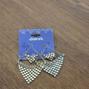 Claire's Shimmering Gold Triangle Earrings